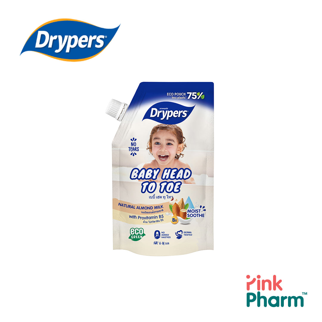 Drypers Baby Head to Toe Almond Milk - 450ml (Refill Pack)