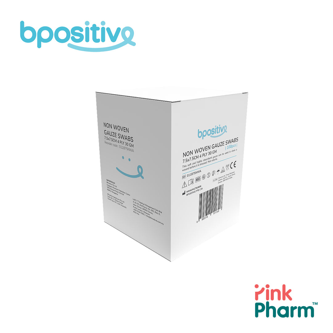BPositive Non Woven Gauze Swabs 4 Ply Non Sterile - (Box of 100s)