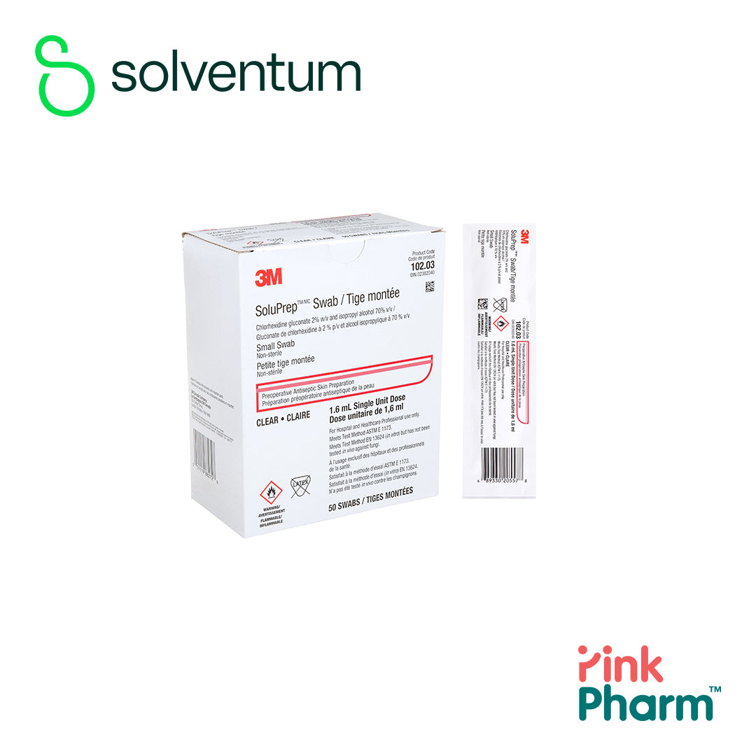 3M SoluPrep Small Swab (2% CHG/ 70% IPA) 1.6ml (Box of 50s)