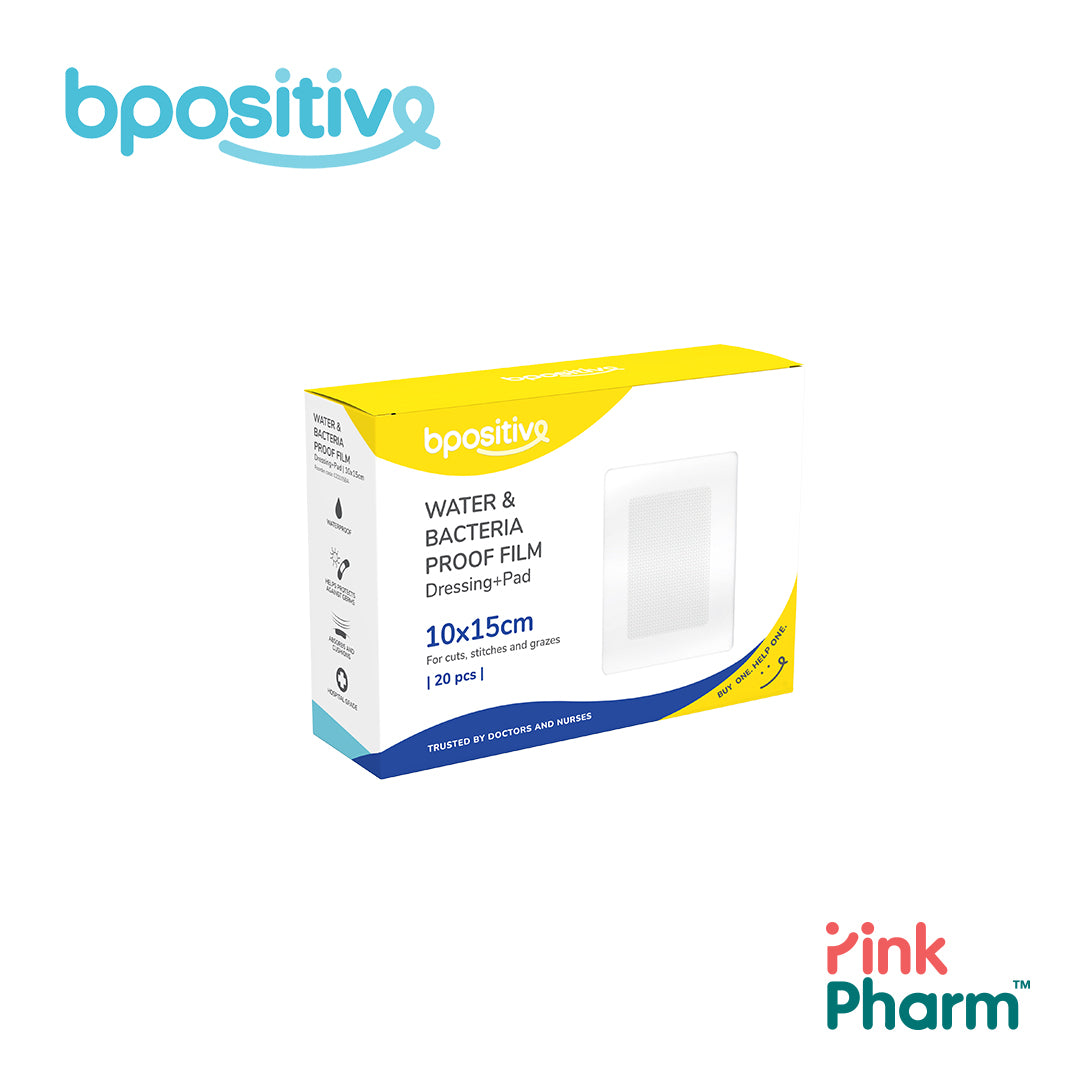 Bpositive Water & Bacteria-Proof Film Dressing + Pad (10 x 15 cm)