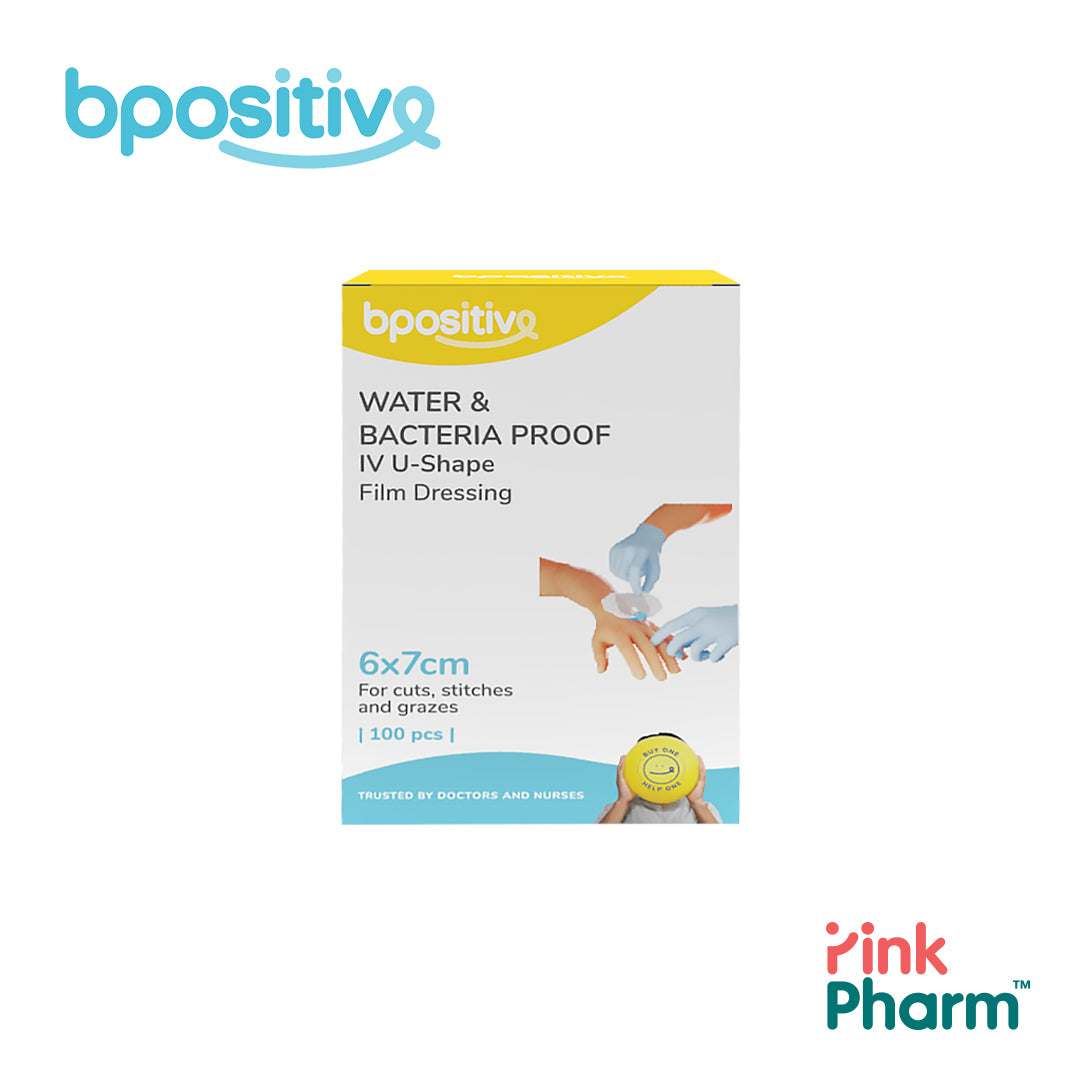 Bpositive Water & Bacteria Proof IV U-Shape Film Dressing 6 x 7 cm - Box of 100s